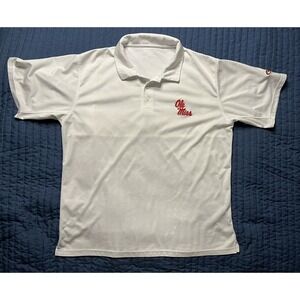Drake Mississippi Ole Miss Rebels Short Sleeve Polo Shirt Men's White